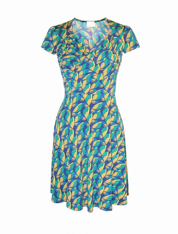 Printed mini dress in invisible mannequin presentation after editing
